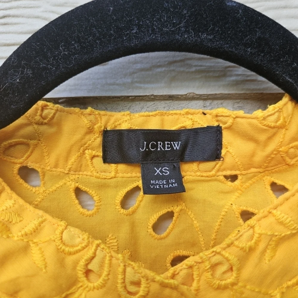 J. Crew puff sleeve popover eyelet top golden yellow XS
